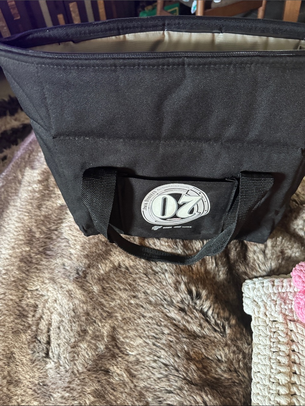 Black Tote Bag with 07 Logo - Men